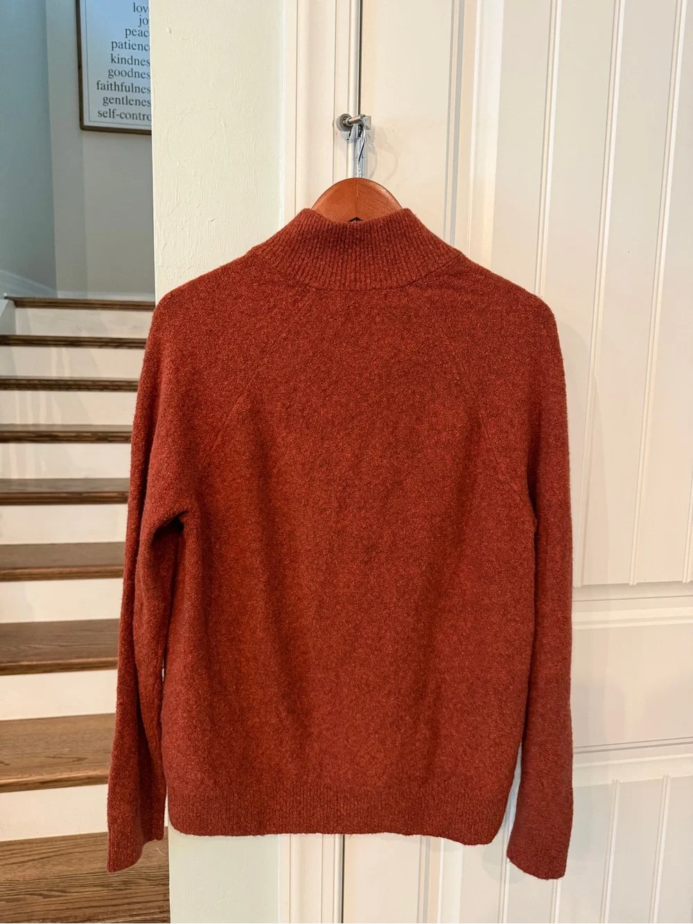 Banana Republic Men’s L Wool Blend Quarter Zip Sweater Rust Orange NWT